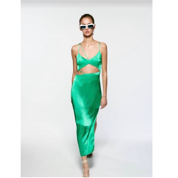 zara asymmetric dress green Zara | Dresses | Zara Green Asymmetric Satin Effect Dress